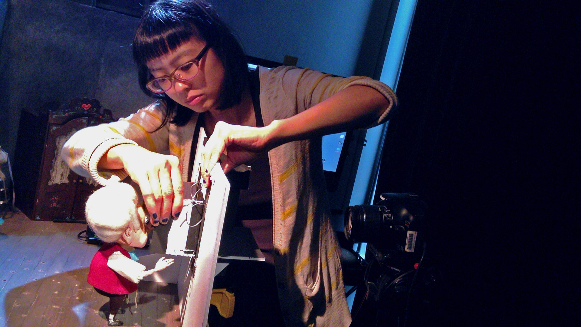 Annie Wong working on her film, "Coppelia"